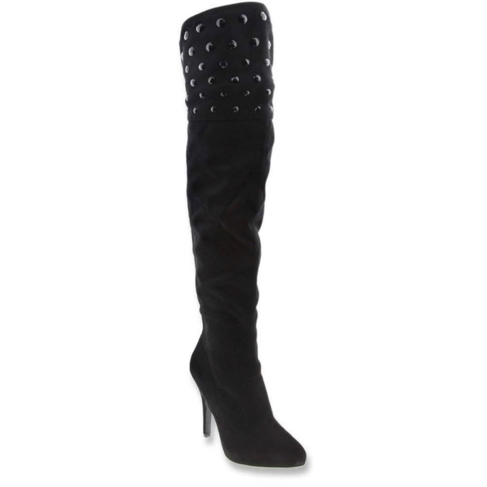 Nina Kenlyn black suede studded boots size 8